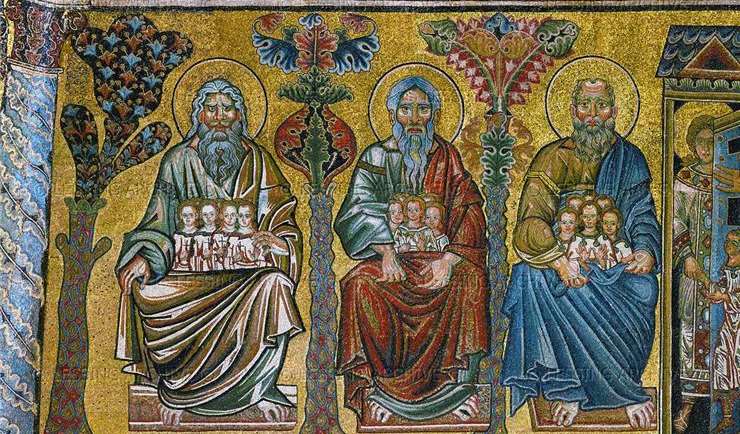 Мозаики Флорентийского баптистерия. Праотцы Авраам, Исаак и Иаков